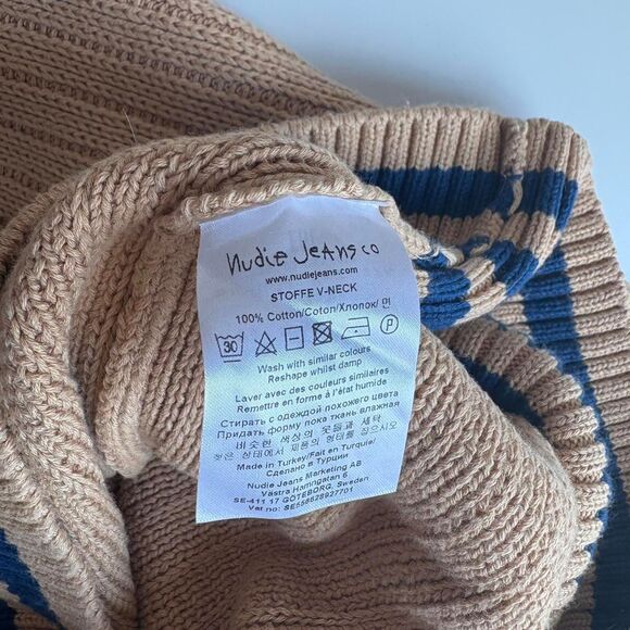 Nudie Jeans Co. beige Stoffe V-neck sweater - Picture 6 of 8